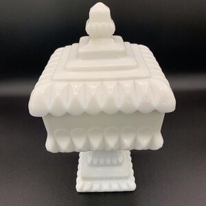 Vintage Westmoreland Milk Glass Square Lidded Wedding Candy Dish